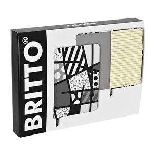 New in Box Romero Britto Black and White Lined Notebook Set
